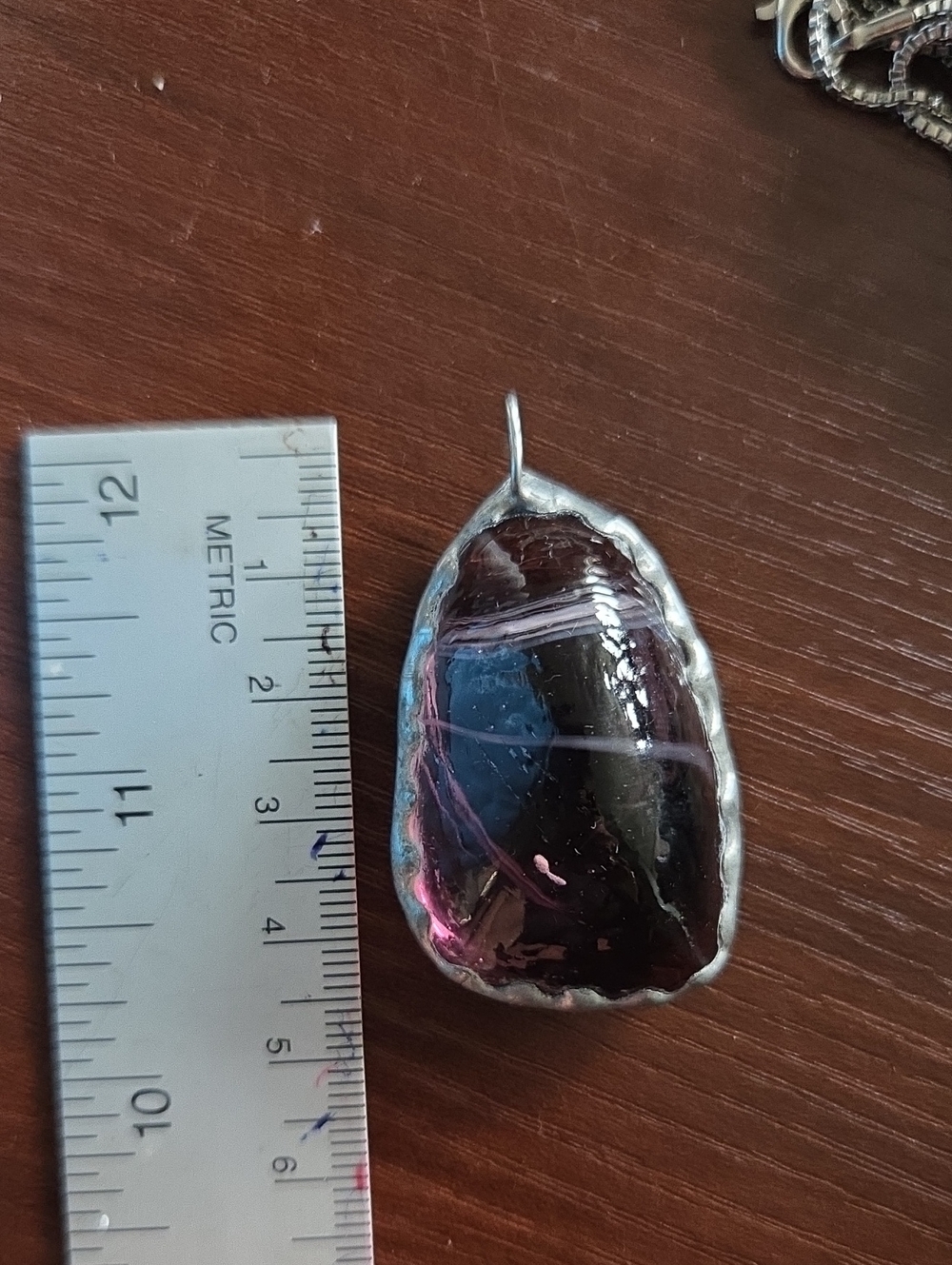 Silver-Edged Purple Glass Pendant ✨️5/$30